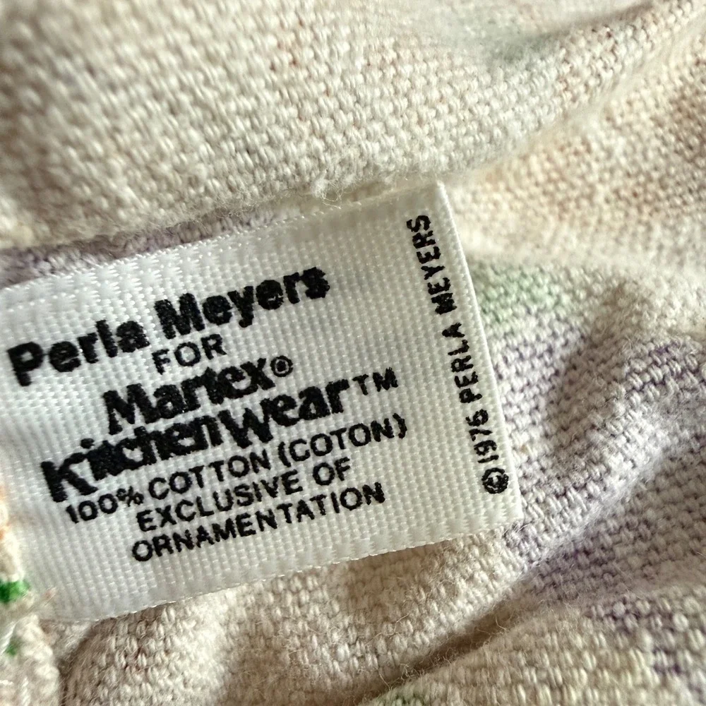 Perla Meyers Martex Vintage 70s Vegetable Print Waist Apron USA Cotton Novelty